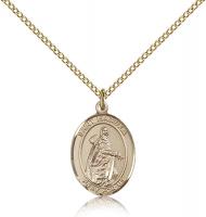 Gold Filled St. Isabella of Portugal Pendant, Gold Filled Lite Curb Chain, Medium Size Catholic Medal, 3/4" x 1/2"