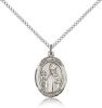 Sterling Silver St. Austin Pendant, Sterling Silver Lite Curb Chain, Medium Size Catholic Medal, 3/4" x 1/2"