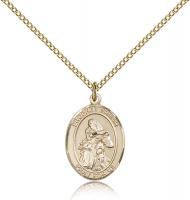 Gold Filled St. Isaiah Pendant, Gold Filled Lite Curb Chain, Medium Size Catholic Medal, 3/4" x 1/2"