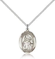 Sterling Silver St. Isaiah Pendant, Sterling Silver Lite Curb Chain, Medium Size Catholic Medal, 3/4" x 1/2"