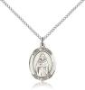 Sterling Silver St. Samuel Pendant, Sterling Silver Lite Curb Chain, Medium Size Catholic Medal, 3/4" x 1/2"