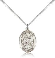 Sterling Silver St. Colette Pendant, Sterling Silver Lite Curb Chain, Medium Size Catholic Medal, 3/4" x 1/2"