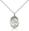 Sterling Silver St. Sharbel Pendant, Sterling Silver Lite Curb Chain, Medium Size Catholic Medal, 3/4" x 1/2"