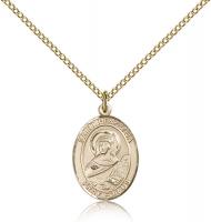 Gold Filled St. Perpetua Pendant, Gold Filled Lite Curb Chain, Medium Size Catholic Medal, 3/4" x 1/2"