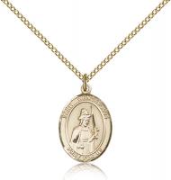 Gold Filled St. Wenceslaus Pendant, Gold Filled Lite Curb Chain, Medium Size Catholic Medal, 3/4" x 1/2"