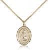 Gold Filled Blessed Karolina Kozkowna Pendant, Gold Filled Lite Curb Chain, Medium Size Catholic Medal, 3/4" x 1/2"