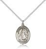 Sterling Silver Blessed Karolina Kozkowna Pendant, Sterling Silver Lite Curb Chain, Medium Size Catholic Medal, 3/4" x 1/2"