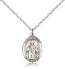 Sterling Silver St. Walter of Pontnoise Pendant, Sterling Silver Lite Curb Chain, Medium Size Catholic Medal, 3/4" x 1/2"