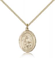 Gold Filled St. Deborah Pendant, Gold Filled Lite Curb Chain, Medium Size Catholic Medal, 3/4" x 1/2"