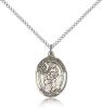 Sterling Silver St. Peter Nolasco Pendant, Sterling Silver Lite Curb Chain, Medium Size Catholic Medal, 3/4" x 1/2"
