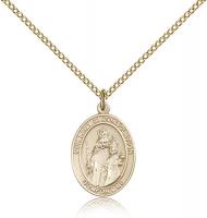 Gold Filled Our Lady of Consolation Pendant, Gold Filled Lite Curb Chain, Medium Size Catholic Medal, 3/4" x 1/2"