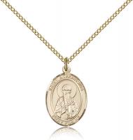 Gold Filled St. Athanasius Pendant, Gold Filled Lite Curb Chain, Medium Size Catholic Medal, 3/4" x 1/2"