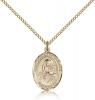 Gold Filled St. Lidwina of Schiedam Pendant, Gold Filled Lite Curb Chain, Medium Size Catholic Medal, 3/4" x 1/2"