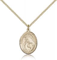 Gold Filled St. Margaret of Cortona Pendant, Gold Filled Lite Curb Chain, Medium Size Catholic Medal, 3/4" x 1/2"