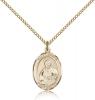 Gold Filled St. Pius X Pendant, Gold Filled Lite Curb Chain, Medium Size Catholic Medal, 3/4" x 1/2"