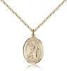 Gold Filled St. Roch Pendant, Gold Filled Lite Curb Chain, Medium Size Catholic Medal, 3/4" x 1/2"