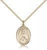 Gold Filled St. Olivia Pendant, Gold Filled Lite Curb Chain, Medium Size Catholic Medal, 3/4" x 1/2"