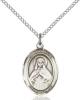 Sterling Silver St. Olivia Pendant, SS Lite Curb Chain, Medium Size Catholic Medal, 3/4" x 1/2"