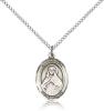 Sterling Silver St. Olivia Pendant, Sterling Silver Lite Curb Chain, Medium Size Catholic Medal, 3/4" x 1/2"