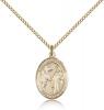 Gold Filled St. Columbanus Pendant, Gold Filled Lite Curb Chain, Medium Size Catholic Medal, 3/4" x 1/2"