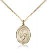 Gold Filled St. Gianna Pendant, Gold Filled Lite Curb Chain, Medium Size Catholic Medal, 3/4" x 1/2"