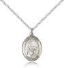 Sterling Silver St. Gianna Pendant, Sterling Silver Lite Curb Chain, Medium Size Catholic Medal, 3/4" x 1/2"