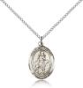 Sterling Silver St. Cornelius Pendant, Sterling Silver Lite Curb Chain, Medium Size Catholic Medal, 3/4" x 1/2"