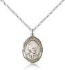 Sterling Silver St. Louis Marie De Montfort Pendan, Sterling Silver Lite Curb Chain, Medium Size Catholic Medal, 3/4" x 1/2"