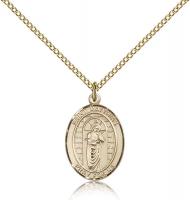 Gold Filled St. Matthias the Apostle Pendant, Gold Filled Lite Curb Chain, Medium Size Catholic Medal, 3/4" x 1/2"