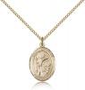 Gold Filled St. Kenneth Pendant, Gold Filled Lite Curb Chain, Medium Size Catholic Medal, 3/4" x 1/2"