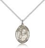 Sterling Silver St. Rene Goupil Pendant, Sterling Silver Lite Curb Chain, Medium Size Catholic Medal, 3/4" x 1/2"