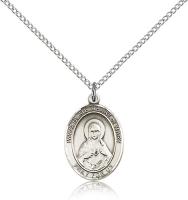 Sterling Silver Immaculate Heart of Mary Pendant, Sterling Silver Lite Curb Chain, Medium Size Catholic Medal, 3/4" x 1/2"