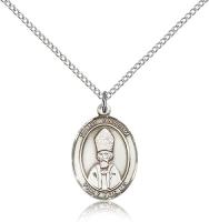 Sterling Silver St. Anselm of Canterbury Pendant, Sterling Silver Lite Curb Chain, Medium Size Catholic Medal, 3/4" x 1/2"