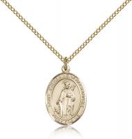 Gold Filled St. Catherine of Alexandria Pendant, Gold Filled Lite Curb Chain, Medium Size Catholic Medal, 3/4" x 1/2"