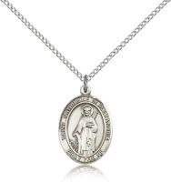 Sterling Silver St. Catherine of Alexandria Pendan, Sterling Silver Lite Curb Chain, Medium Size Catholic Medal, 3/4" x 1/2"