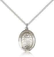 Sterling Silver Our Lady of Tears Pendant, Sterling Silver Lite Curb Chain, Medium Size Catholic Medal, 3/4" x 1/2"