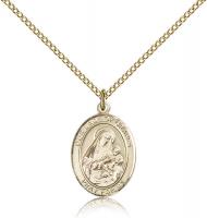 Gold Filled Our Lady of Grapes Pendant, Gold Filled Lite Curb Chain, Medium Size Catholic Medal, 3/4" x 1/2"