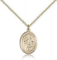 Gold Filled St. Joachim Pendant, Gold Filled Lite Curb Chain, Medium Size Catholic Medal, 3/4" x 1/2"
