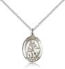 Sterling Silver St. Giles Pendant, Sterling Silver Lite Curb Chain, Medium Size Catholic Medal, 3/4" x 1/2"