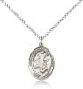 Sterling Silver St. Catherine of Bologna Pendant, Sterling Silver Lite Curb Chain, Medium Size Catholic Medal, 3/4" x 1/2"