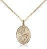 Gold Filled St. Eustachius Pendant, Gold Filled Lite Curb Chain, Medium Size Catholic Medal, 3/4" x 1/2"