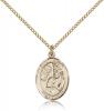 Gold Filled St. Edwin Pendant, Gold Filled Lite Curb Chain, Medium Size Catholic Medal, 3/4" x 1/2"