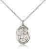 Sterling Silver St. Edwin Pendant, Sterling Silver Lite Curb Chain, Medium Size Catholic Medal, 3/4" x 1/2"