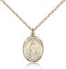 Gold Filled St. Juliana Pendant, GF Lite Curb Chain, Medium Size Catholic Medal, 3/4" x 1/2"