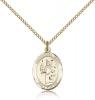 Gold Filled St. Uriel Pendant, GF Lite Curb Chain, Medium Size Catholic Medal, 3/4" x 1/2"