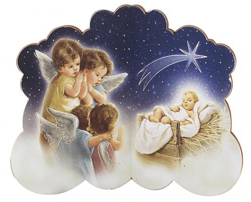 4" Angel with Baby Jesus Standing Book Plaque