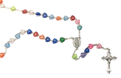 Multi-Colored Heart Shaped Rosary BKR-57