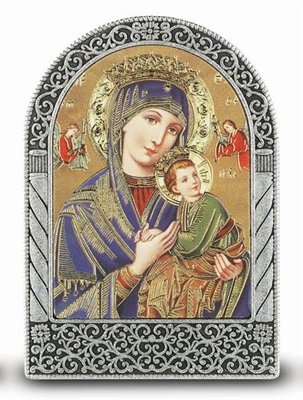 Our Lady of Perpetual Help Standing Easel Desk Plaque
