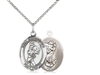Sterling Silver St. Christopher/Softball Pendant, Sterling Silver Lite Curb Chain, Medium Size Catholic Medal, 3/4" x 1/2"