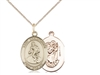 Gold Filled St. Christopher/Wrestling Pendant, GF Lite Curb Chain, Medium Size Catholic Medal, 3/4" x 1/2"